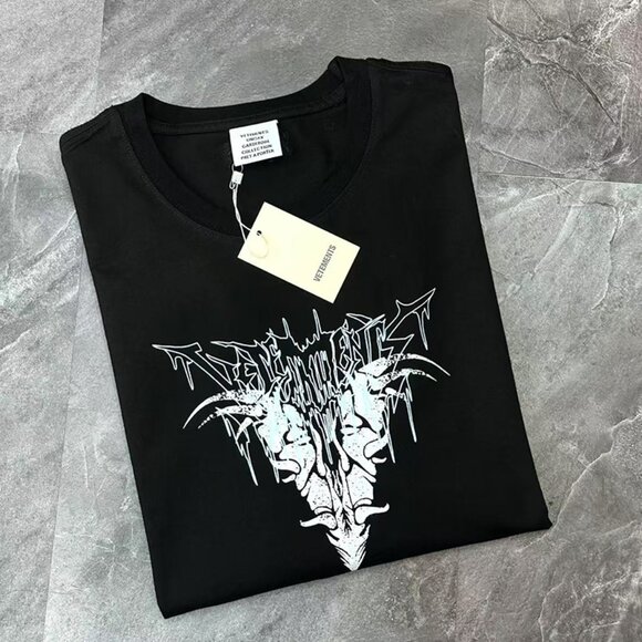 Black Printed Short-Sleeve T-Shirt By Vetements - Picture 2 of 8